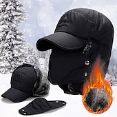 preiswerte Herrenhüte-Herren Trappermütze Wintermützen Winter Beanie Schwarz Blau Polyester Einstellbar Gemütlich Freizeitskleidung Ausgehen Solide / einfarbig Warm