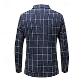 levne Pánské blejzry-Pánské Blejzr Obchod Koktejlový večírek Svatebnívečírek Módní Na běžné nošení Jaro &amp; podzim Polyester Pléd Knoflíky Kapsy Pohodlné Jednořadé Blejzr Černá Bílá Námořnická modř Šedá