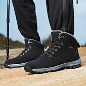 baratos Botas de caminhada-botas de inverno masculinas impermeáveis e isoladas com sola de borracha antiderrapante e forro de pele sintética para caminhadas ao ar livre