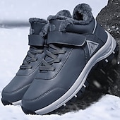 baratos Inverno e botas de neve-botas masculinas para caminhadas ao ar livre no inverno - tênis quentes forrados com pele, à prova d&#039;água, com sola antiderrapante e tira de velcro