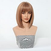 economico Parrucche trendy sintetiche-Parrucche sintetiche Uniformi Costumi di carriera Da principessa Liscio Kinky liscia Parte di mezzo Taglio scalato A macchina Parrucca 14 pollici 12 pollici Marrone chiaro Capelli sintetici Per donna