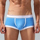 preiswerte Boxershorts für Herren-Herren 1 pc Unterwäsche Boxer Boxer-Shorts Patchwork Polyester Atmungsaktiv Weich Komfortabel Farbblock Mittlere Hüfthöhe Gelb Rote
