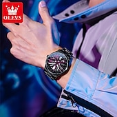 Недорогие Кварцевые часы-Часы OLEVS Men Quartz - креативные модные повседневные наручные часы со светящимися элементами и водонепроницаемыми стальными украшениями
