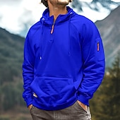abordables sudaderas basicas hombre-Hombre Sudadera con un cuarto de cremallera Sudadera con capucha raglán Sudadera táctica con capucha Negro Burdeos Azul Marino Azul Real Caqui Media cremallera Plano Deporte Diario Festivos Ropa de