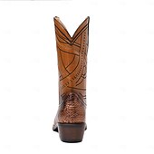 levne Cowboy &amp; Western Boots-pánské westernové kovbojské boty s potiskem hadí kůže a složitým designem z umělé kůže – stylová a odolná obuv pro rodeo a country akce