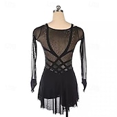 Χαμηλού Κόστους Φορέματα Καλλιτεχνικής Πατινάζ-Φόρεμα για φιγούρες πατινάζ Γυναικεία Κοριτσίστικα Patinaj Φορέματα Μαύρο Κουρελού Οπή για τον αντίχειρα Δίχτυ Σπαντέξ Ελαστικό Εκπαίδευση Εξάσκηση Επαγγελματική Ενδυμασία πατινάζ Διατηρείτε Ζεστό