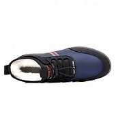 baratos Ténis para Homem-tênis casuais masculinos forrados e quentes de inverno – sapatos de cano alto com cadarço à prova d&#039;água e forro de pelúcia, sola antiderrapante, ideal para atividades ao ar livre e clima frio