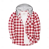 cheap Flannel Shirts-Men's Shirt Flannel Shirt Overshirt Plaid Casual Daily White Long Sleeve Hooded Winter Spring &amp;  Fall Clothing Apparel