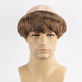 economico Parrucche da festa-Parrucche sintetiche Liscio Con frangia A macchina Parrucca Corto Marrone Capelli sintetici Per uomo Marrone