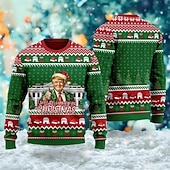 olcso Vicces karácsonyi pulóverek és pulóverek-Mikulás Adu Pullover Vicces karácsonyi pulóver 3D Karácsony Vicces Kompatibilitás Páros Férfi Női Felnőttek Karácsony Farsang 3D nyomtatás Parti Fesztivál