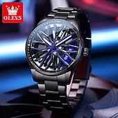 Недорогие Кварцевые часы-Часы OLEVS Men Quartz - креативные модные повседневные наручные часы со светящимися элементами и водонепроницаемыми стальными украшениями