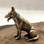 cheap Statues-Lucky Copper Dog, Wealth Dog Ornaments, Help Transport Wealth Dog Copperware Chinese Classic Desktop Ornaments Tea Pet Copperware, Cute Aesthetic Things, Strange Things, Micro Desktop Decoration