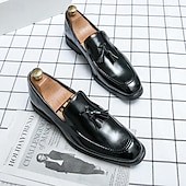preiswerte Halbformell-Rote Loafer aus Kunstleder für Herren mit Quastendetail – elegante Schlupfschuhe für formelle Anlässe und das Büro