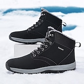 baratos Botas de caminhada-botas de inverno masculinas impermeáveis e isoladas com sola de borracha antiderrapante e forro de pele sintética para caminhadas ao ar livre
