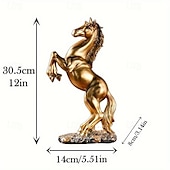 economico Statue-eleganti statue di cavalli in resina, un set di tre maestosi cavalli in nero, bianco e dorato, perfetti per l&#039;arredamento della casa, adatti per ingressi, carrelli bar, soggiorni e uffici
