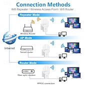 お買い得  ワイヤレスルーター-wifi信号増幅器 300m ワイヤレスリピーター デュアルバンドエクステンダー ネットワークエクステンダー ホームルーター