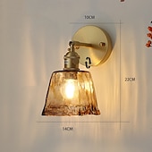 cheap Indoor Wall Lights-Modern Brass Wall Light Minimalist Sconces with Tea Color Glass Shade Wall Lamps with 90° Up and Down Adjustment 110-240V