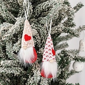 baratos Decorações de casamento-1pc dia dos namorados gnomo ornamento, boneca sem rosto e rudolph estatueta decoração pendurada, decoração romântica dia dos namorados