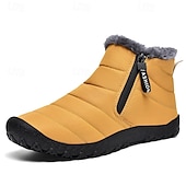 abordables Botas de invierno y nieve-Botas de nieve de invierno amarillas para hombre: impermeables, con forro de piel, cierre de cremallera, botines cálidos antideslizantes para clima frío
