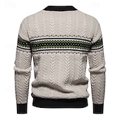 preiswerte Herrenpullover-Herren Pullover Strickpullover Pullover mit Fair-Isle-Muster Gerippt Gedrehtes Stricken Standard Strick Farbblock Rundhalsausschnitt Modisch Basic Freizeitskleidung Verabredung Bekleidung Herbst