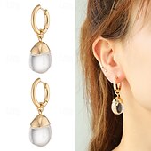 economico Orecchino da donna-orecchini a cerchio da donna in cristallo color oro e acrilico - alla moda e versatili da indossare tutti i giorni