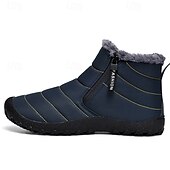 abordables Botas de invierno y nieve-Botas de nieve de invierno amarillas para hombre: impermeables, con forro de piel, cierre de cremallera, botines cálidos antideslizantes para clima frío