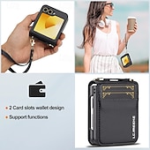 economico Cover Samsung-telefono Custodia Per Samsung Galaxy Z Flip 7 Z Flip 6 Z Flip 5 Z Flip 4 Z Flip 3 Copertura Posteriore con Cordino Slot per Carte Resistente agli urti Retrò TPU Pelle PU