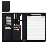 baratos Arrumação e Organização-bolsa de negócios de couro vegano portfólio de negócios com zíper padfolio tudo em um. capa protetora para tablet mais inteligente, slot para apresentação, calculadora, armazenamento de cartão, bloco