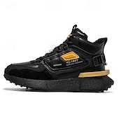 economico Sneakers da uomo-sneakers alte invernali da uomo con fodera in pelliccia sintetica – caldi stivali da neve con lacci per attività all&#039;aperto, suola impermeabile e antiscivolo, elegante design beige