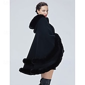 baratos Xales &amp; Envolvimentos-mulheres com capuz poncho capa xale de pele sintética envoltório com acabamento de pele cardigan sem mangas elegante capa moda tops casaco
