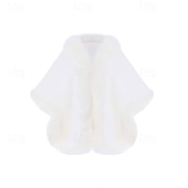 economico Coprispalle in pelliccia-scialle in pelliccia sintetica per donna con collo sciarpa avvolgente mantello da sera in pelliccia sintetica per cappotto invernale