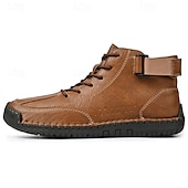 economico Stivaletti alla caviglia-stivaletti casual da uomo in similpelle marrone - design con lacci, cinturino regolabile e suola antiscivolo per il comfort quotidiano
