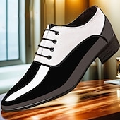 economico Formale-scarpe oxford da uomo in vernice rossa – design formale moderno con chiusura con lacci, ideali per lavoro, feste e occasioni speciali