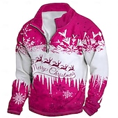 cheap Christmas Animal Outfit-New Year Christmas Men&#039;s Sweatshirt Long Sleeve Vacation Going out Streetwear Light Yellow Dark Yellow Light Blue Gray&amp;White Red2 Print Spring &amp;  Fall Designer S M L XL XXL 3XL