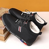 baratos Ténis para Homem-tênis casuais masculinos forrados e quentes de inverno – sapatos de cano alto com cadarço à prova d&#039;água e forro de pelúcia, sola antiderrapante, ideal para atividades ao ar livre e clima frio