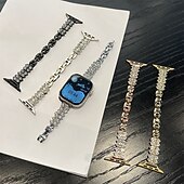 baratos Pulseiras de Apple Watch-Pulseira de joias Compatível com Pulseira Apple Watch 38mm 40mm 41mm 42mm 44mm 45mm 49mm Bling Diamond Ajustável Respirável Lega pulseira de substituição para iwatch Ultra 2 Series 9 8 7 SE 6 5 4 3 2