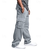 baratos Calças Desportivas-Homens Calças de lã Calças Esportivas Corredor Calças Calça de moletom cargo Com Cordão Cintura elástica Bolso multi Côr Sólida A Prova de Vento Exterior Comprimento total Casual Diário Moda Roupa de
