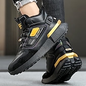 economico Sneakers da uomo-sneakers alte invernali da uomo con fodera in pelliccia sintetica – caldi stivali da neve con lacci per attività all&#039;aperto, suola impermeabile e antiscivolo, elegante design beige