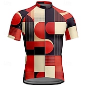 abordables Maillots pour hommes-Homme Maillot Velo Cyclisme Manche Courte Cyclisme Tee-shirt Maillot avec 3 poches arrière VTT Vélo tout terrain Respirable Séchage rapide Conception anatomique Mèche Rouge vin Rouge Bleu Bloc de
