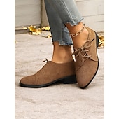abordables années 1930-chaussures oxford en faux suède marron à imprimé léopard - chaussures plates à lacets élégantes pour femmes, parfaites pour les looks décontractés et vintage