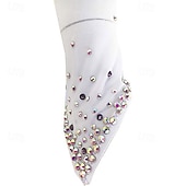 abordables Robes de Patinage Artistique-Figure Skating Dress Women's Girls' Ice Skating Dress Blue White Red High Elasticity Training Competition Skating Wear Classic Crystal / Rhinestone Long Sleeve Ice Skating Figure Skating