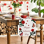 abordables Chemins de Table-chemin de table rose pour la Saint-Valentin, décoration de table florale romantique avec un élégant design de rose, parfait pour ajouter une touche d&#039;amour et d&#039;élégance à votre dîner de la