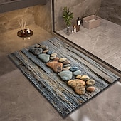 cheap Mats &amp; Rugs-Pebble Bathroom Rug, Polyester Rectangle Door Mat, Super Absorbent, Non-Slip, Easy-to-Clean, Stain-Resistant Bath Mat
