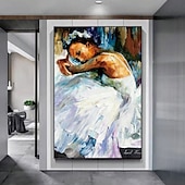 cheap People Paintings-Hand painted Abstract Ballerina Dancing Girl Modern Paintings On Canvas handmade Rich Painting Modern Wall Art Hand Painted Artwork oil painting for Living Room Wall Decoration