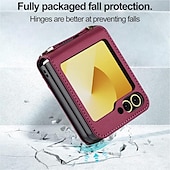 economico Cover Samsung-telefono Custodia Per Samsung Galaxy Z Flip 7 Z Flip 6 Z Flip 5 Z Flip 4 Z Flip 3 Copertura Posteriore con Cordino Slot per Carte Resistente agli urti Retrò TPU Pelle PU