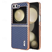 cheap Samsung Cases-Phone Case For Samsung Galaxy Z Flip 6 Z Flip 5 Z Flip 4 Z Flip 3 Back Cover Shockproof Retro Carbon Fiber Plating
