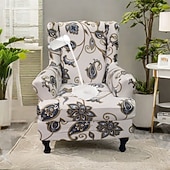 baratos Capa para Poltrona de Costas Largas-capa para cadeira com encosto de orelha floral capa elástica e durável com design floral elegante, perfeita para proteger e realçar sua cadeira com encosto de orelha, ideal para uma decoração de sala