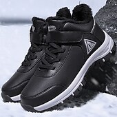 baratos Inverno e botas de neve-botas masculinas para caminhadas ao ar livre no inverno - tênis quentes forrados com pele, à prova d&#039;água, com sola antiderrapante e tira de velcro