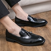 preiswerte Halbformell-Rote Loafer aus Kunstleder für Herren mit Quastendetail – elegante Schlupfschuhe für formelle Anlässe und das Büro