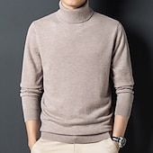 cheap Men&#039;s Elite Sweaters &amp; Cardigans-Men&#039;s 100% Wool Pullover Sweater Jumper Knit Solid Color Turtleneck Knitwear Elegant Christmas Outdoor Clothing Apparel Fall Winter Black Red S M L